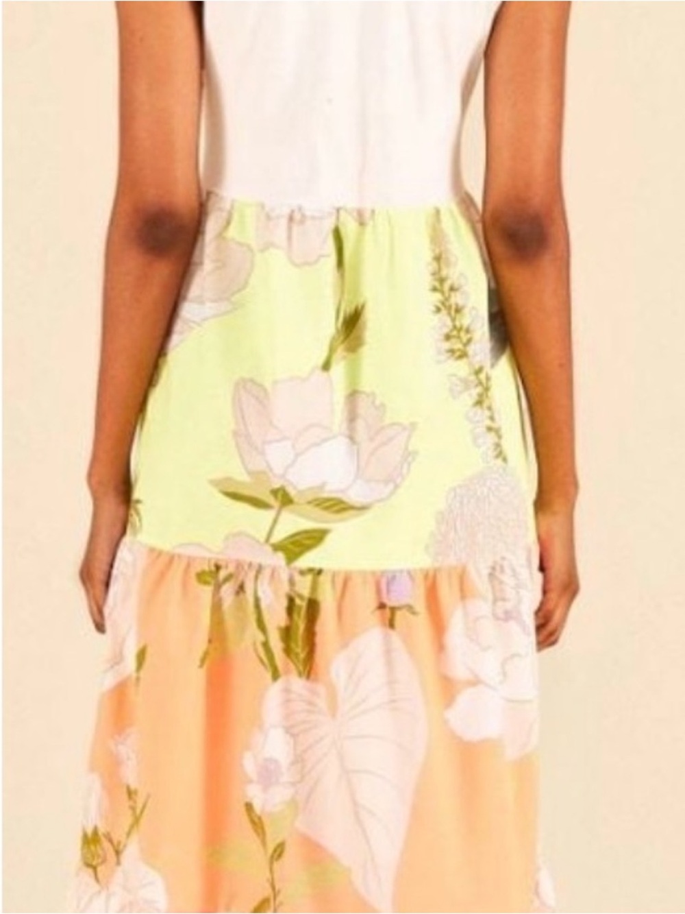 RARE- FARM Rio “Roda a Saia” Neon tiered Maxi dress featuring graphic tank - Picture 4 of 6